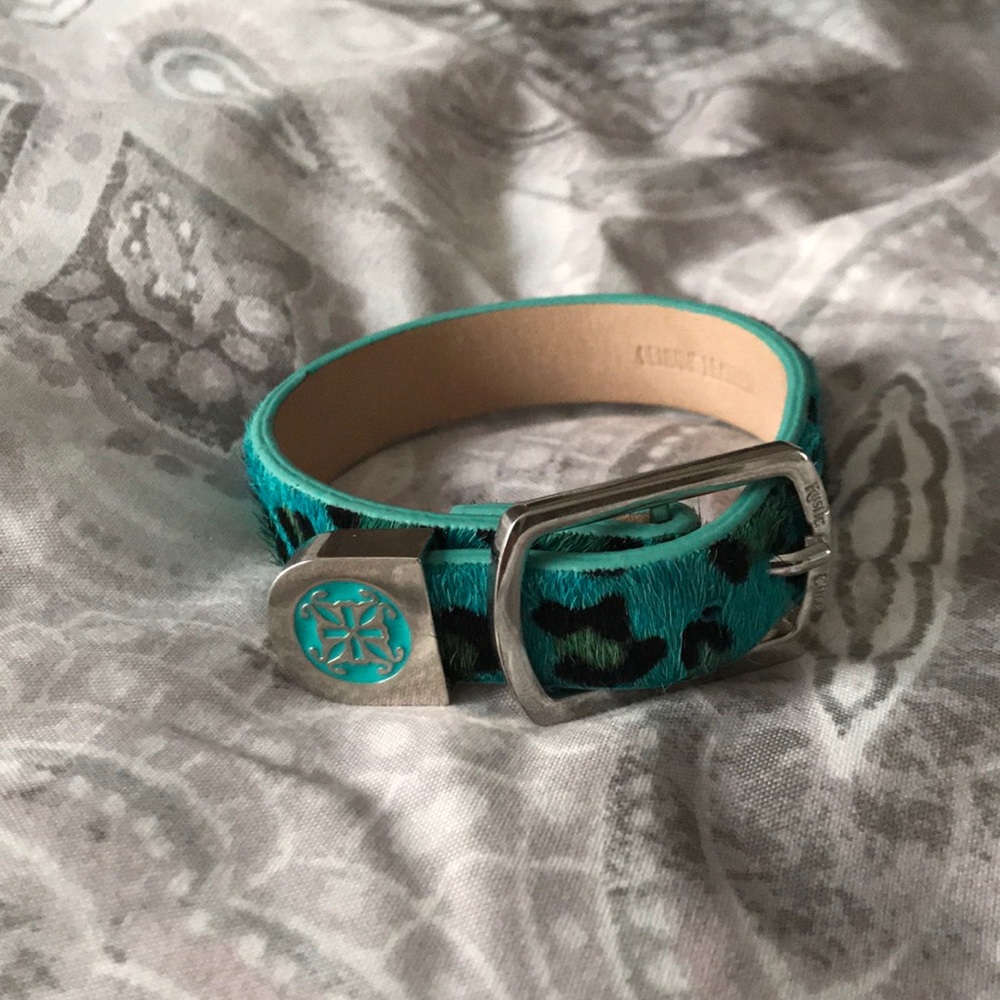 Genuine leather adjustable faux fur bracelet NWOT